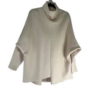 Cream Oversized Dolman Sleeve Turtleneck Tight Knit Sweater Size XS